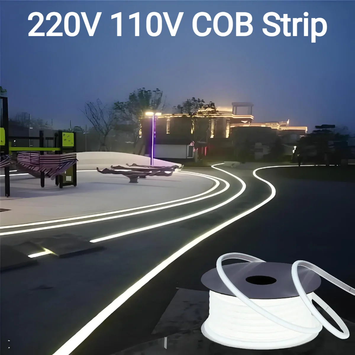 Outdoor Power Strip Weatherproof - ไฟแถบ LED COB ซิลิโคนแท้ 220V 110V