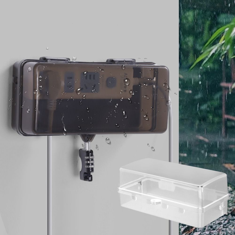 Outdoor Power Strip Weatherproof - กล่องปลั๊กพลาสติกทนทาน ป้องกันการโจรกรรม ทนต่อสภาพอากาศ ฝาครอบสายต่อพ่วง ป้องกันเต้าเสียบ กล่องเก็บปลั๊กไฟกันน้ำสำหรับใช้งานกลางแจ้ง