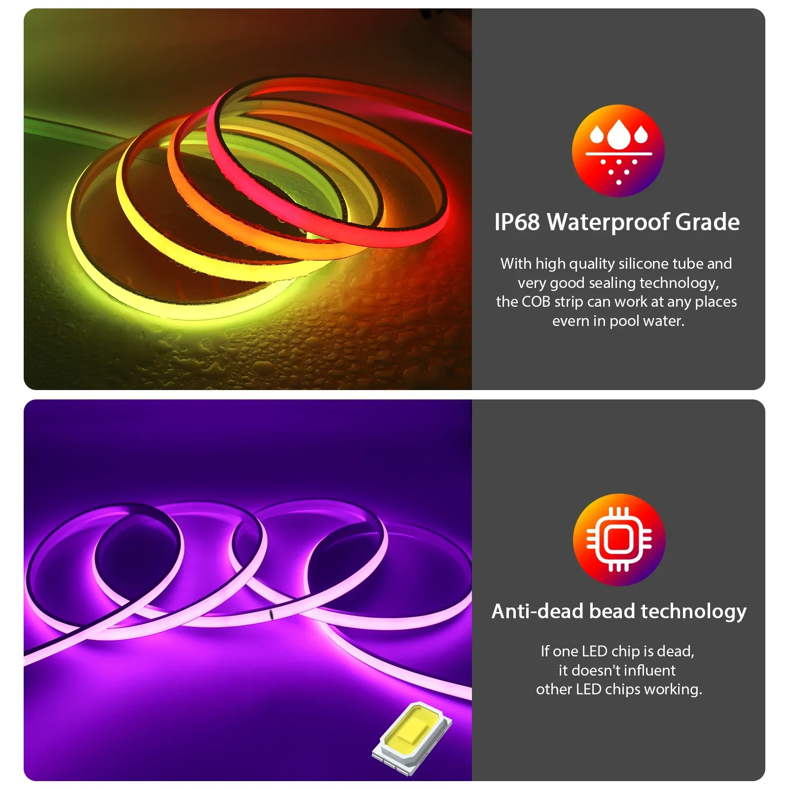 12V 24V IP68 RGBIC COB LED Str - Outdoor Power Strip Weatherproof บทวิจารณ์และราคา