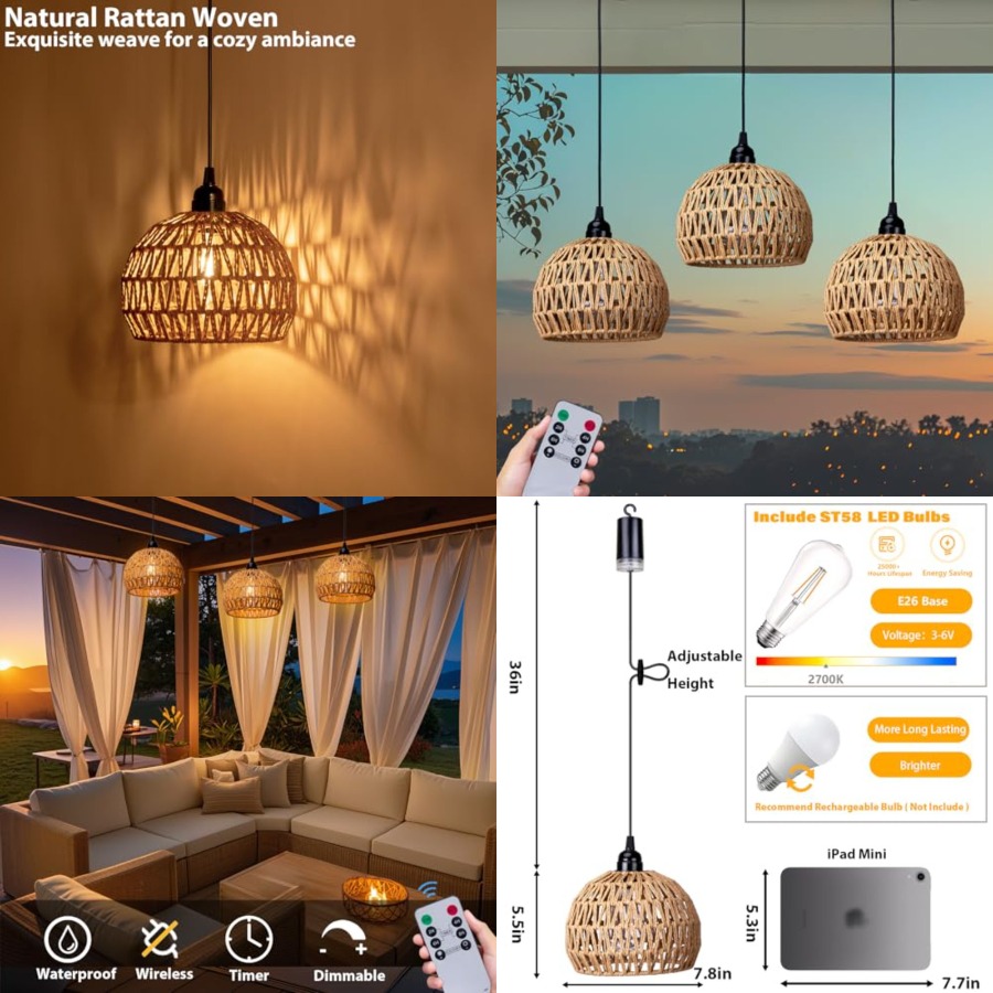 โคมไฟระย้ากลางแจ้งแบบใช้แบตเตอ - Outdoor Power For Gazebo บทวิจารณ์และราคา